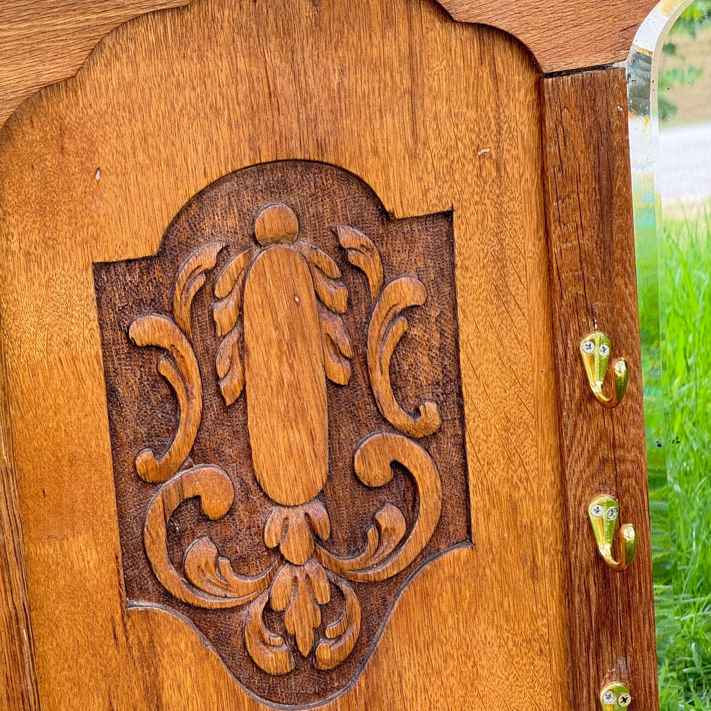 Espejo de roble biselado