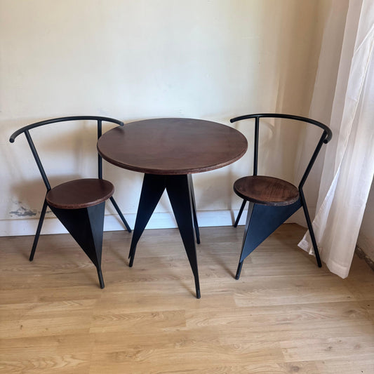 Juego de patio madera y hierro