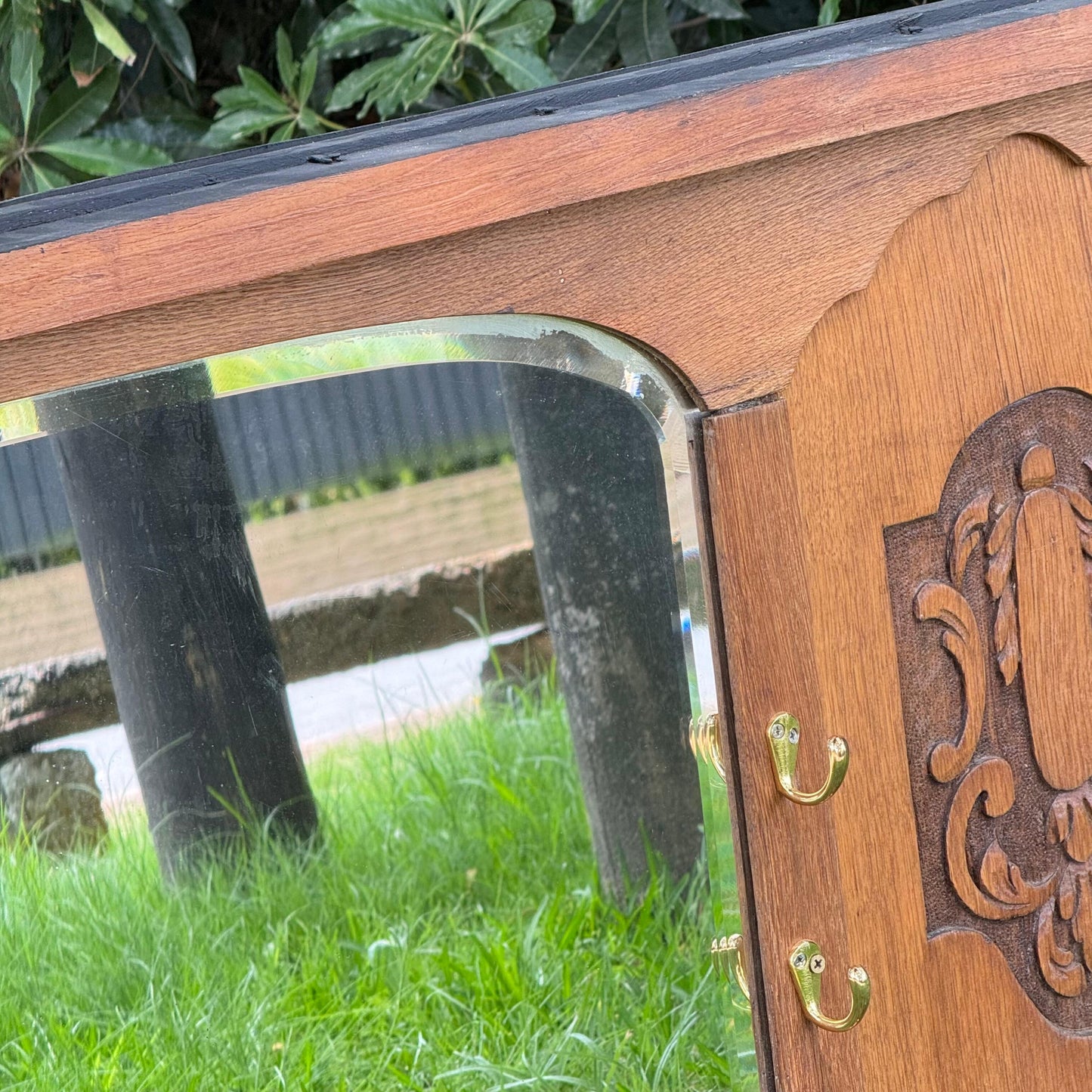 Espejo de roble biselado