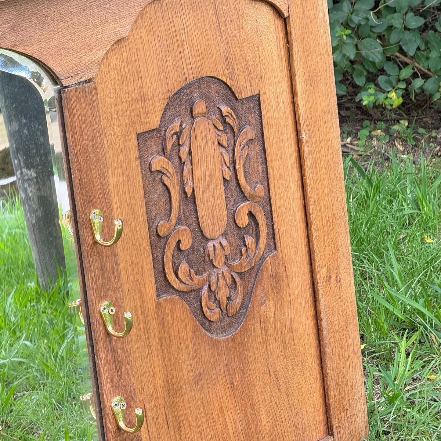 Espejo de roble biselado