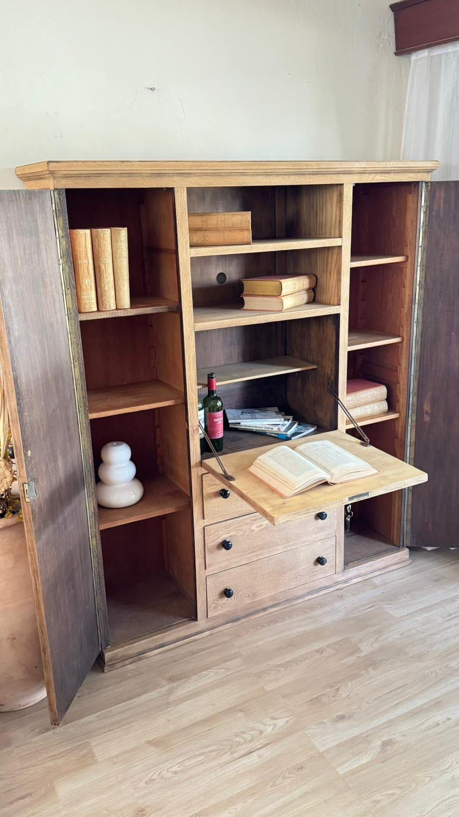 Biblioteca de roble maciza